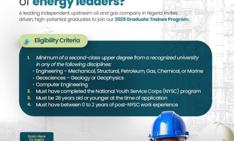 Apply to Graduate Trainee Programme with a Leading Oil and Gas Company