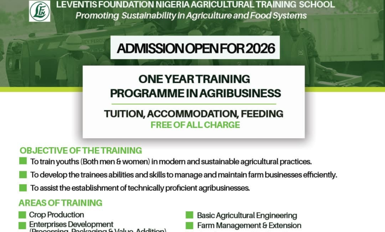Call for Applications for the 2026 Leventis Foundation Agricultural Training Programme